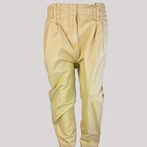 H&M Khaki Vintage Women's  Straight Leg Pleated Trouser Pants